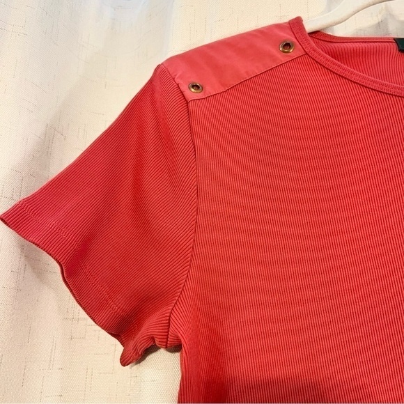 LAUREN Ralph Lauren Ribbed Cotton Blouse in Red - Picture 3 of 5